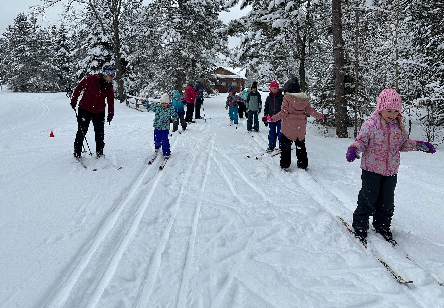 skiing girl scouts