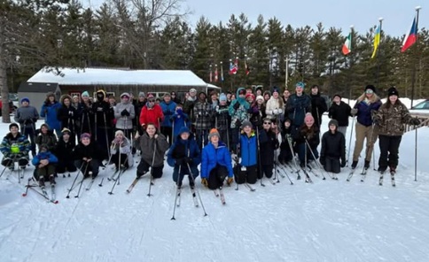 school group xc skiers