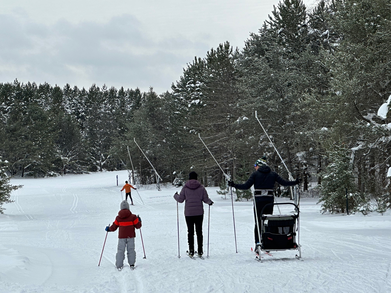 Family skiing at Forbush